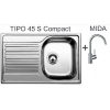 Zlewozmywak Blanco TIPO 45 S Compact mat + bateria MIDA chrom