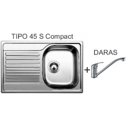 Zlewozmywak Blanco TIPO 45 S Compact gładki + bateria DARAS chrom