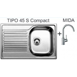 Zlewozmywak Blanco TIPO 45 S Compact len + bateria MIDA chrom