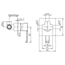 Bateria podtynkowa 1-drożna PAINI Q 19CR690