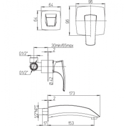 Bateria umywalkowa podtynkowa Paini LADY 89CR208