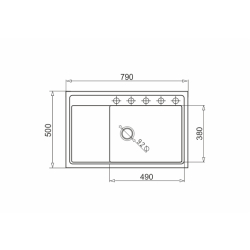 Zlew. CAMEA (79x50) 1B 1D R Black Edition + Bateria FLEXOS