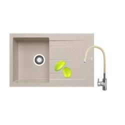 Zlew. ALAZIA 79x50 1B 1D beż + bateria FLESSI