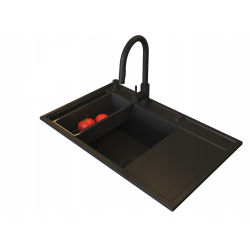 Zlew. CAMEA (79x50) 1B 1D L + Bateria IDEA volcano - Black Edition