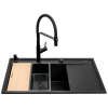 Zlew. CAMEA (79x50) 1B 1D L Black Edition + Bateria FLEXOS