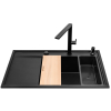 Zlew. CAMEA (79x50) 1B 1D R Black Edition + Bateria TRIGONO