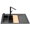 Zlew. CAMEA (79x50) 1B 1D L Black Edition + Bateria TRIGONO