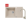 Zlew. SPARTA PLUS LUX (78x48) 1B 1D, beż piaskowy + Bateria LUNGO