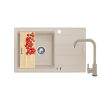 Zlew. SPARTA PLUS LUX (78x48) 1B 1D, beż piaskowy + Bateria SILVIO