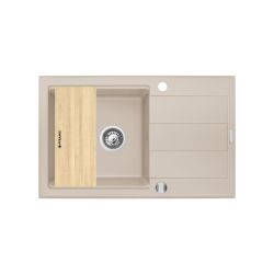 Zlew. SPARTA PLUS LUX (78x48) 1B 1D, beż piaskowy + Bateria SILVIO