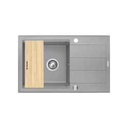 Zlew. SPARTA PLUS LUX (78x48) 1B 1D, szary-beton + Bateria SILVIO