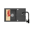 Zlew. SPARTA PLUS LUX (78x48) 1B 1D, karbon + Bateria SILVIO