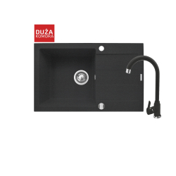 Zlew. SPARTA PLUS (78x48) czarny + Bateria LUNGO