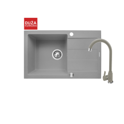 Zlew. SPARTA PLUS (78x48) szary beton + Bateria LUNGO
