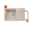 Zlew. SPARTA PLUS (78x48) beż piaskowy + bateria granitowa SILVIO