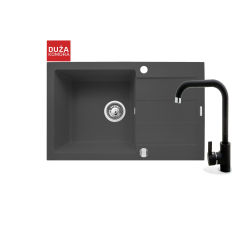 Zlew. SPARTA PLUS (78x48) karbon + bateria granitowa SILVIO