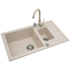 Zlew. SPARTA PLUS (78x48), 1 1/2B 1D beż+ Bateria LUNGO