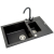 Zlew. SPARTA PLUS (78x48), 1 1/2B 1D czarny + Bateria LUNGO