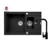 Zlew. SPARTA PLUS (78x48), 1 1/2B 1D karbon + Bateria SILVIO