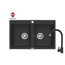 Zlew. SPARTA 78x50 2B czarny + Bateria LUNGO
