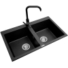 Zlew. SPARTA 78x50 2B czarny + bateria granitowa SILVIO