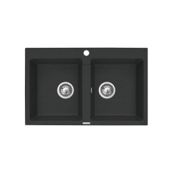 Zlew. SPARTA 78x50 2B czarny + bateria granitowa SILVIO