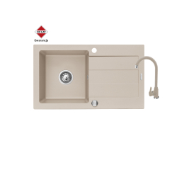 Zlew. SPARTA 76x44 1B 1D beż + Bateria LUNGO