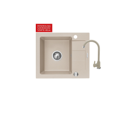 Zlew. SPARTA MINI (56x44) 1B 1D beż piaskowy + Bateria LUNGO