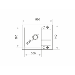 Zlew. SPARTA MINI (56x44) 1B 1D karbon + Bateria LUNGO