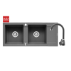 Zlew. MIDO (116x50) 2B 1D szary beton + bateria Bello