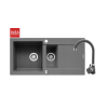 Zlew. MIDO (100x50) 1 1/2B 1D szary beton + bateria Bello