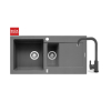 Zlew. MIDO (100x50) 1 1/2B 1D szary beton + bateria Silvio