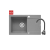 Zlew. MIDO (79x50) 1B 1D szary beton + bateria Bello