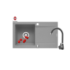 Zlew. MIDO 76x44 1B 1D szary beton + bateria Bello