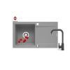 Zlew. MIDO 76x44 1B 1D szary beton + bateria Silvio