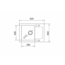 Zlew. MIDO (62x50) 1B 1D szary beton + bateria Bello