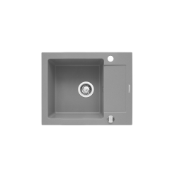 Zlew. MIDO (62x50) 1B 1D szary beton + Bateria FLESSI