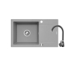 Zlew. KORFU (78x46) 1B 1D, szary - beton + bateria Bello