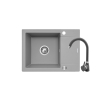 Zlew. KORFU (62x46) 1B 1D, szary - beton + bateria Bello