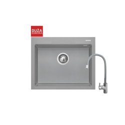 Zlew. ISTROS 61x50 1B szary beton + bateria FLESSI