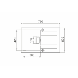 Zlew. KARTESIO 79x50 1B 1D szary beton