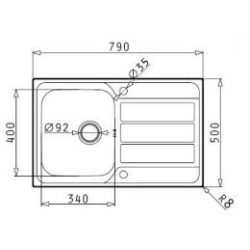 Zlewozmywak ATHENA 79x50 1B 1D len + bateria BELLO
