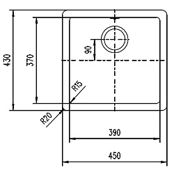 Zlew. CALTO (450x430) 1B granit sahara