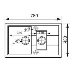 Zlew. CODAR (78x48) 1 1/2 B 1D metal aluminium AS