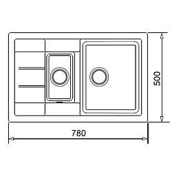 Zlew. GARNET (780X500) 1 1/2B 1D granit sahara