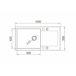 Zlew. MIDO (100x50) 1B 1D szary beton