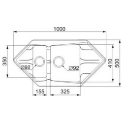 Zlew. PETRA CORNER 100x50 1 1/2B 2D, granit piaskowy