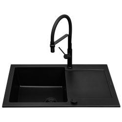 Zlew. MIDO (79x50) 1B 1D Black Edition + Bateria FLEXOS