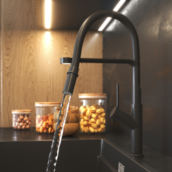 Zlew. SIROS (47x51,5) 1B Black Edition + Bateria FLEXOS