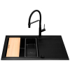 Zlew. SPARTA PLUS LUX (78x48) 1B 1D Black Edition + Bateria FLEXOS